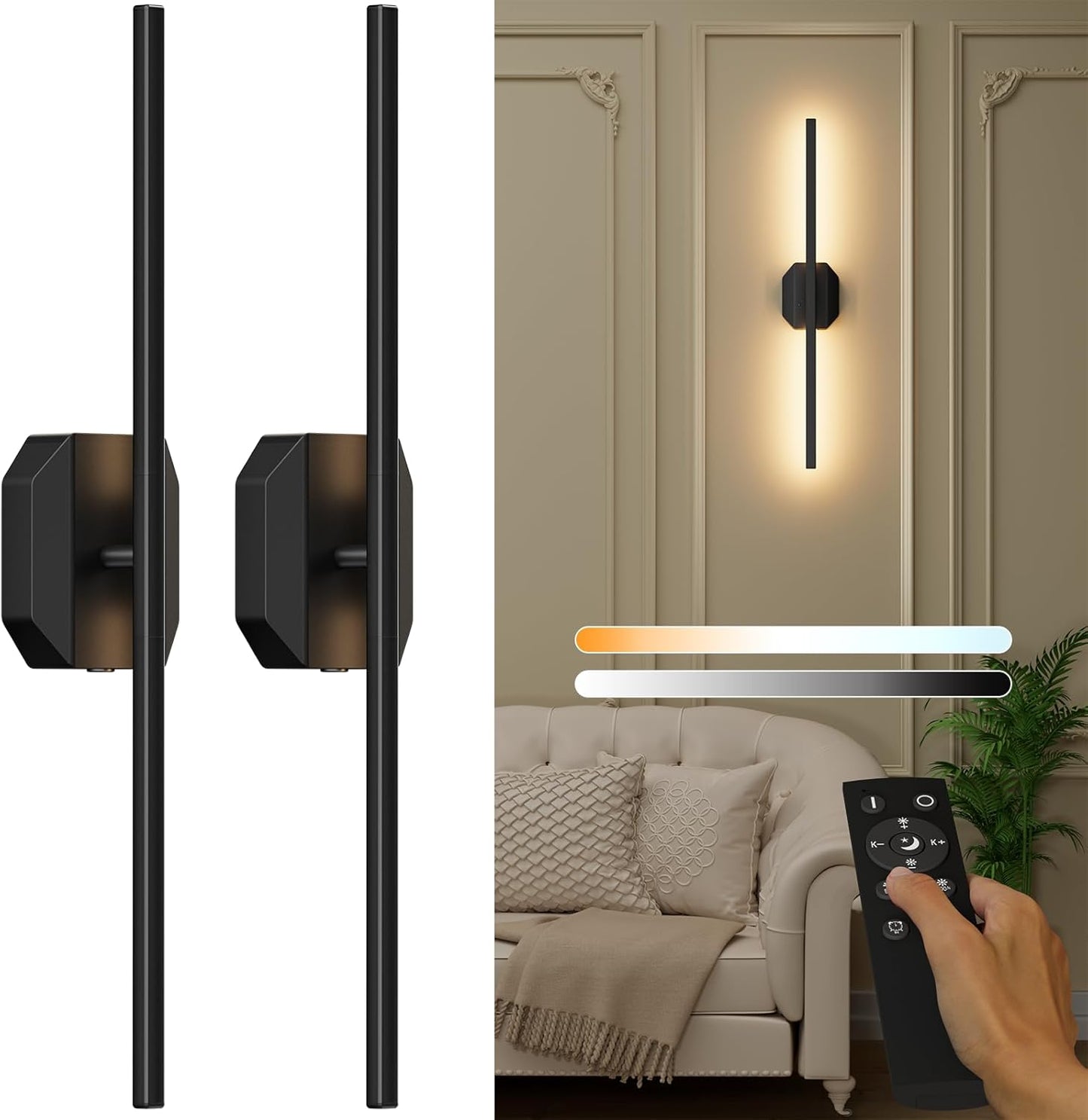 Battery Operated Wall Sconce Set of Two for Home Decor