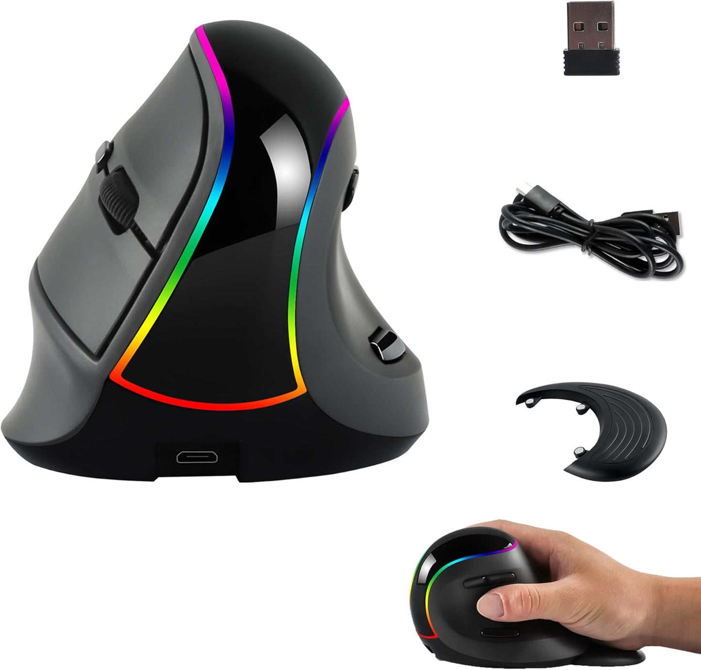CHUYI RGB Ergonomic Mouse: Wireless Tri-Mode Precision