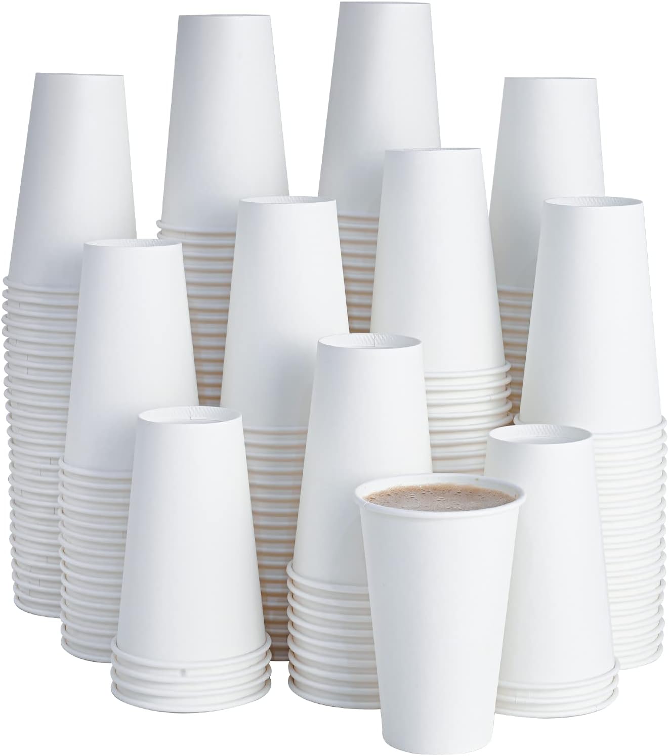 LITOPAK 210 Pack 16 oz White Paper Coffee Cups - Perfect for Parties & Travel