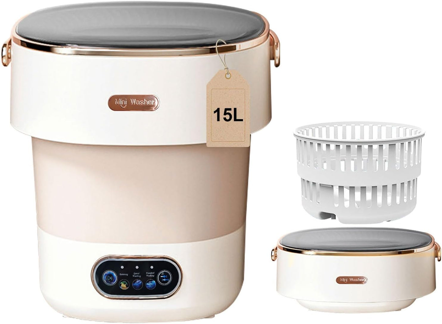 Compact Mini Washer - 15L Capacity, Spin Basket - Perfect for Small Spaces!