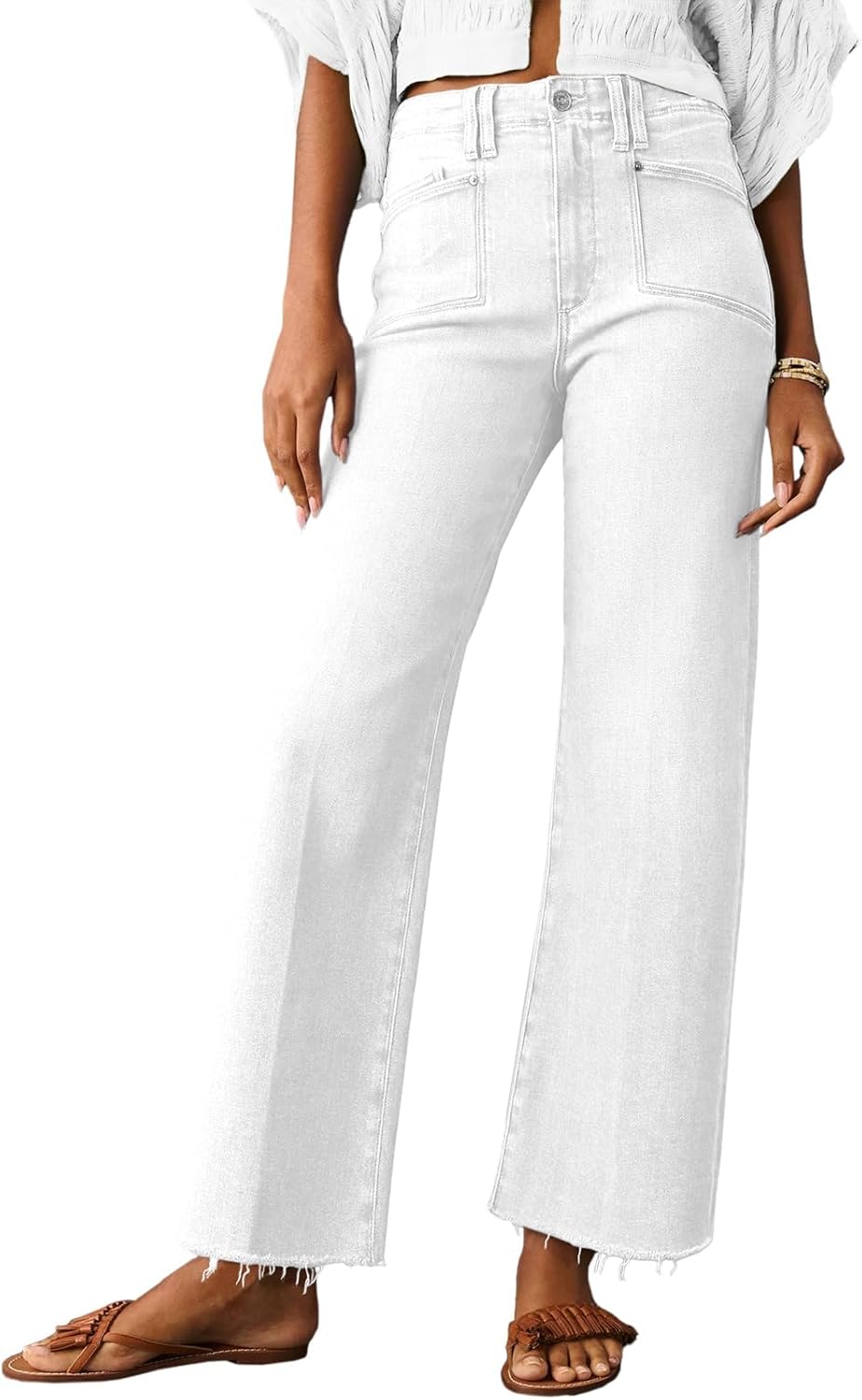 Trendy High Waisted Cropped Jeans for Women - Stylish Denim