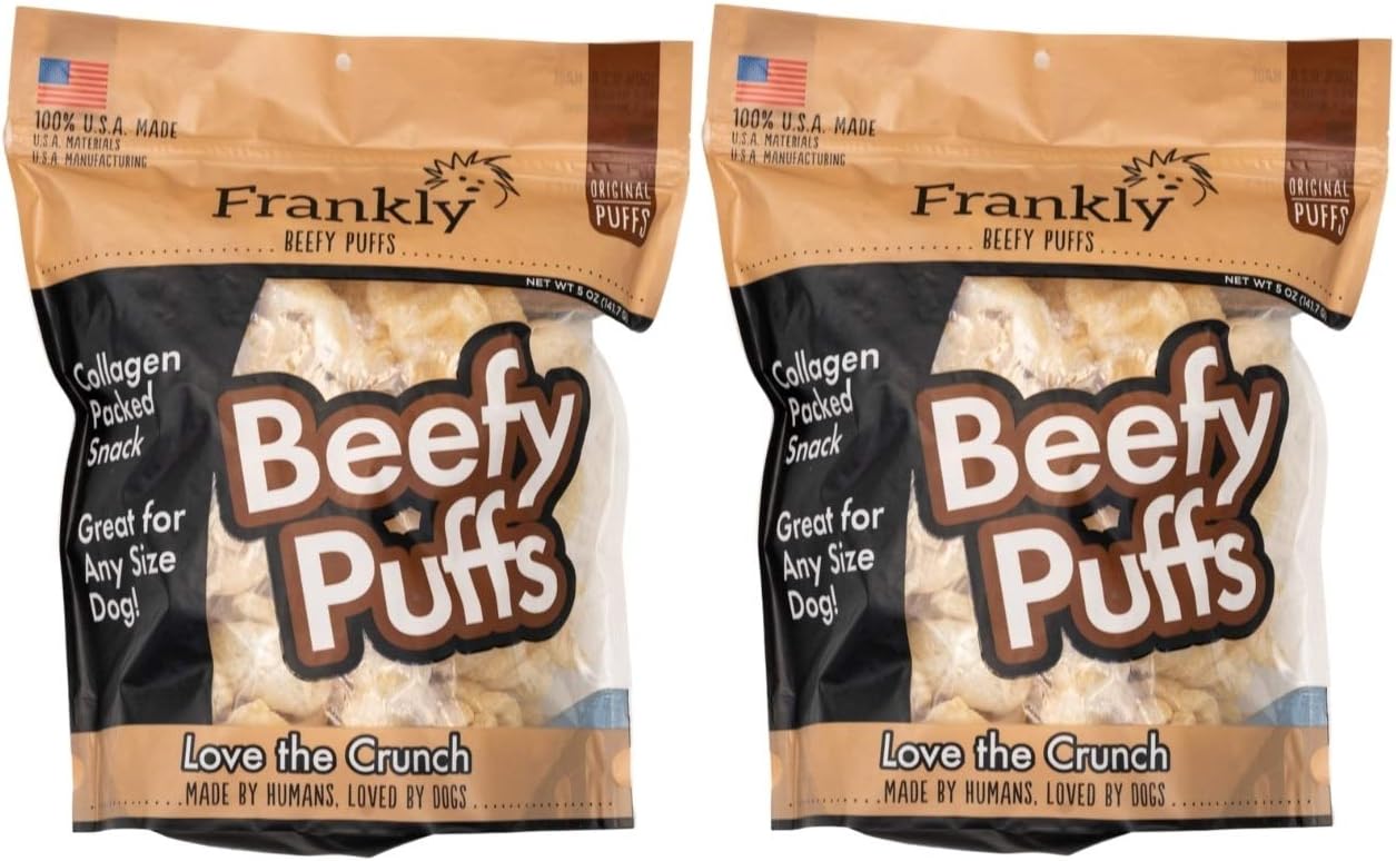 Beefy Puffs Dog Treats - 2 Pack of Crispy Collagen Snacks