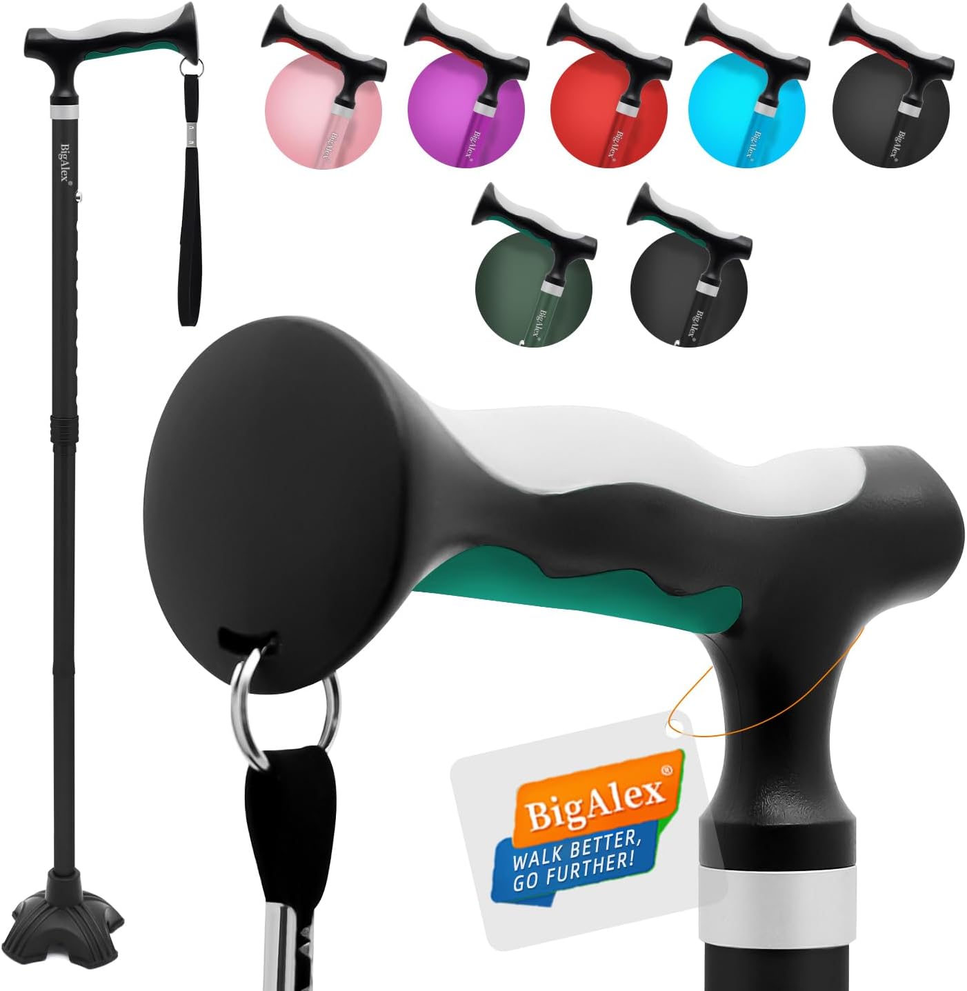 BigAlex Lightweight Collapsible Walking Cane for Seniors Comfort