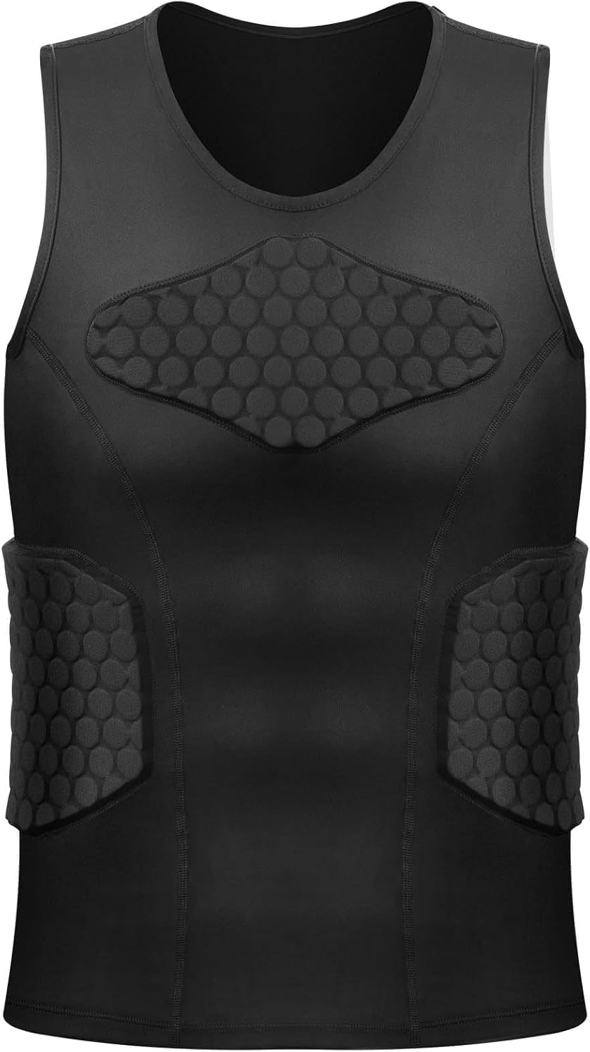 Zicac Men's Sports Shock Rash Guard Compression Padded Shirt