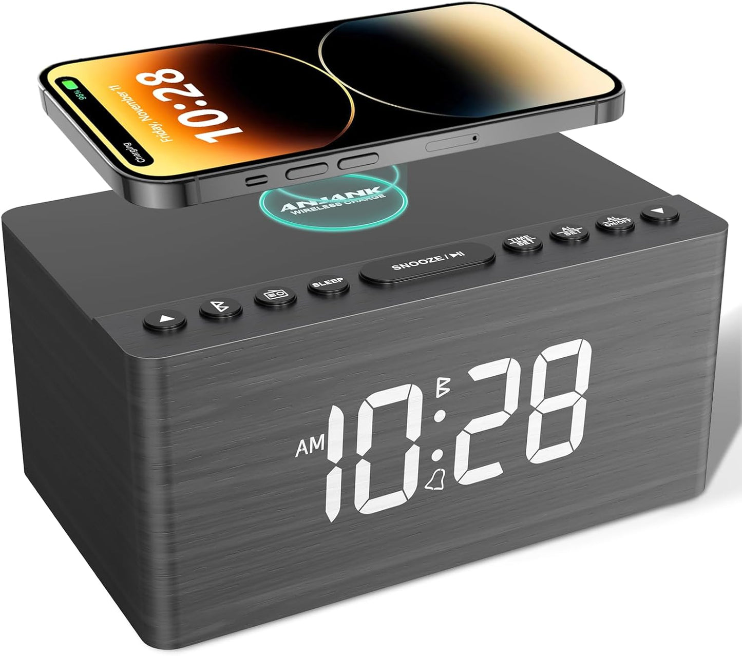Wireless Charging Bluetooth Alarm Clock