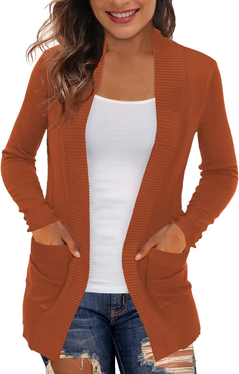 Lightweight Open Front Cardigans for Women with Pockets