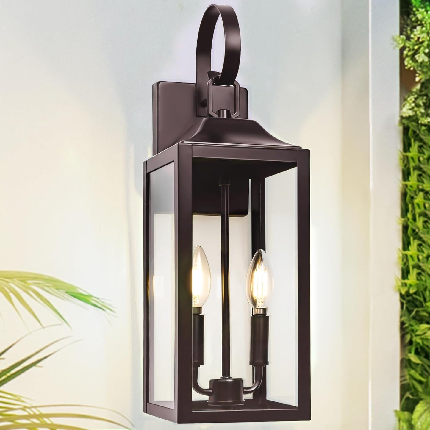 19in Oil Rubbed Bronze Outdoor Wall Lantern for Modern Spaces