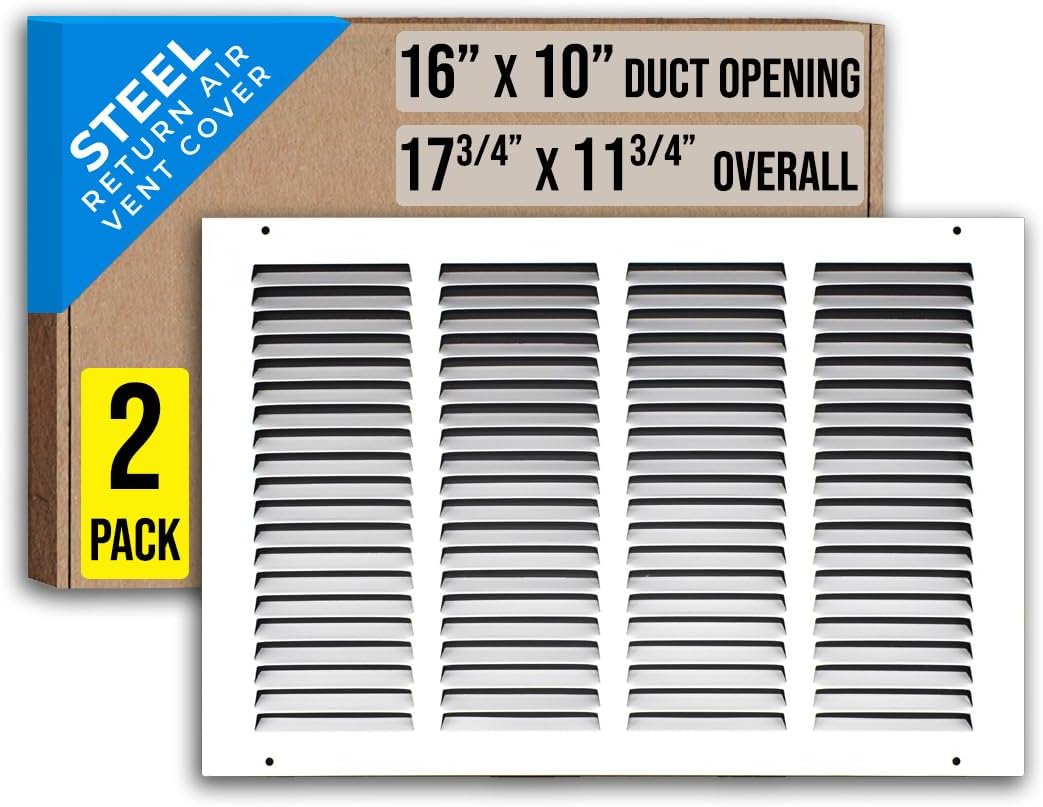 Steel Return Air Grille for 16x10 Duct Opening - 2 Pack