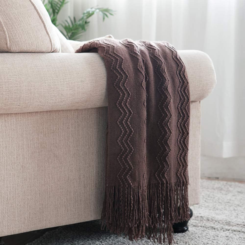 BOURINA Brown Throw Blanket 60x80 Inches for Cozy Comfort