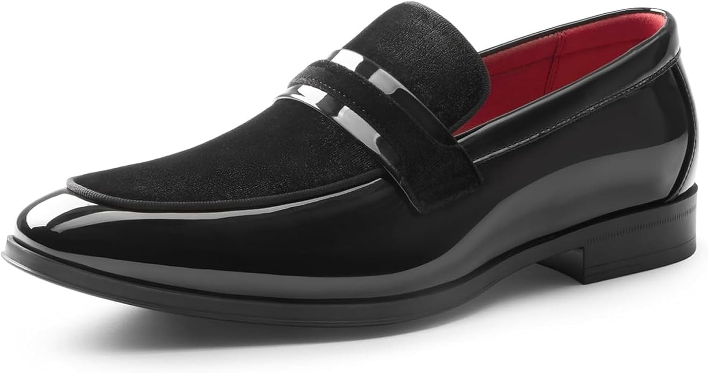 Bruno Marc Men's Tuxedo Patent Loafers for Elegant Occasions