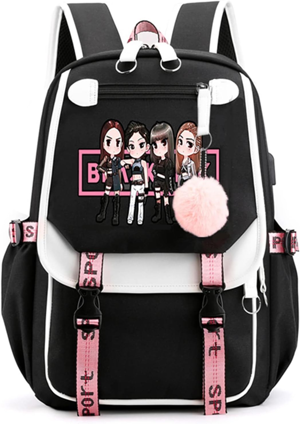 Kpop Backpack Lisa Rose JISOO Jennie Stylish USB Charging Bag