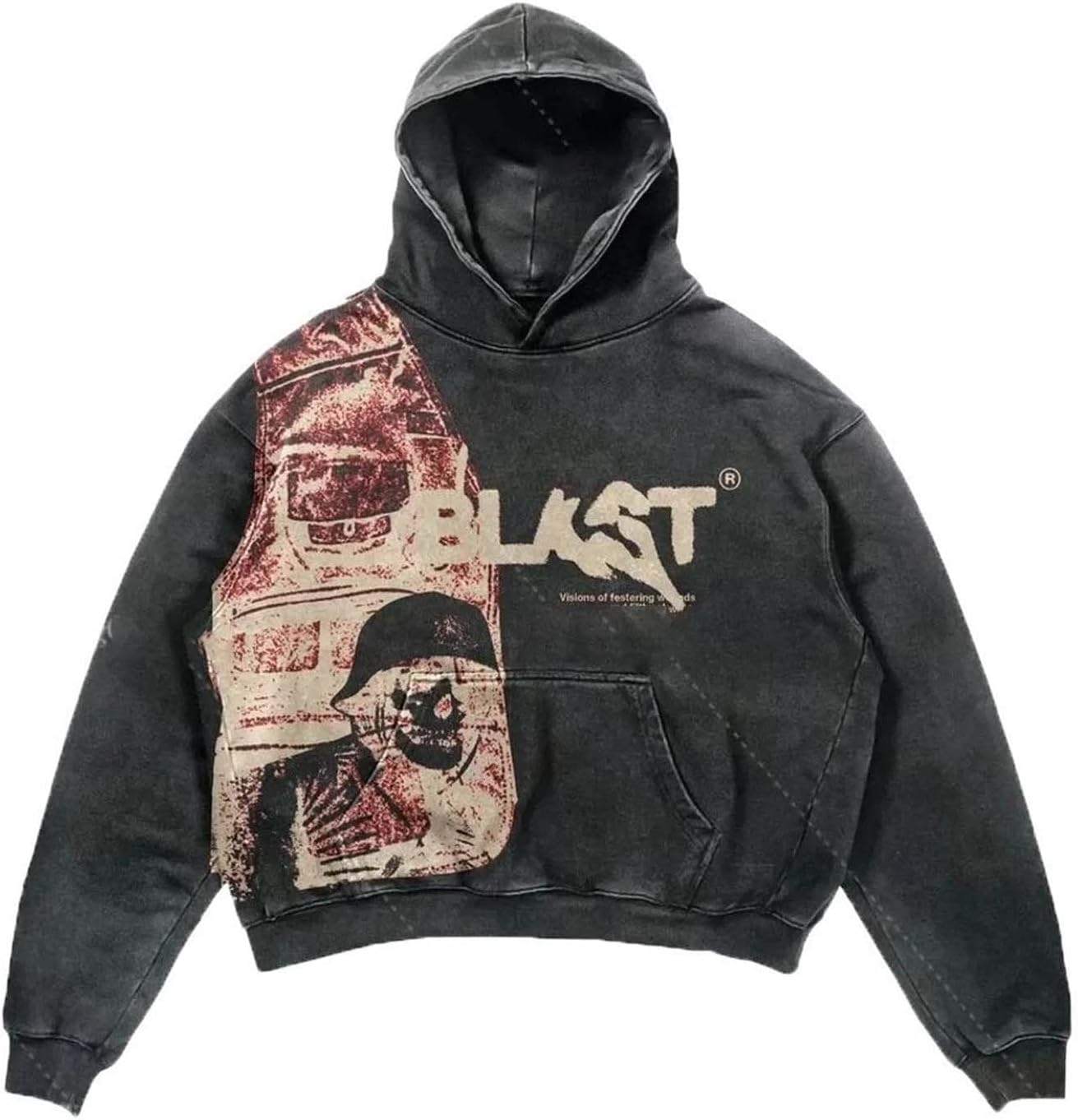 Vintage Camo Oversized Hoodie - Y2K Streetwear