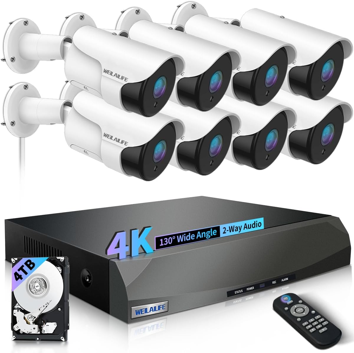 WEILAILIFE 130 Wide Angle Outdoor Security System