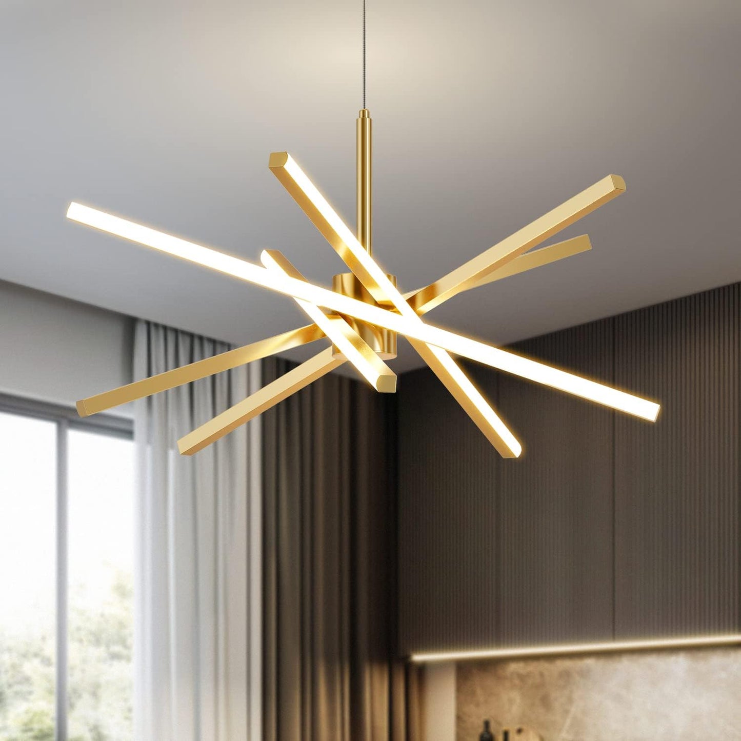 Modern Sputnik Chandelier 82W LED Gold Pendant Light Fixture