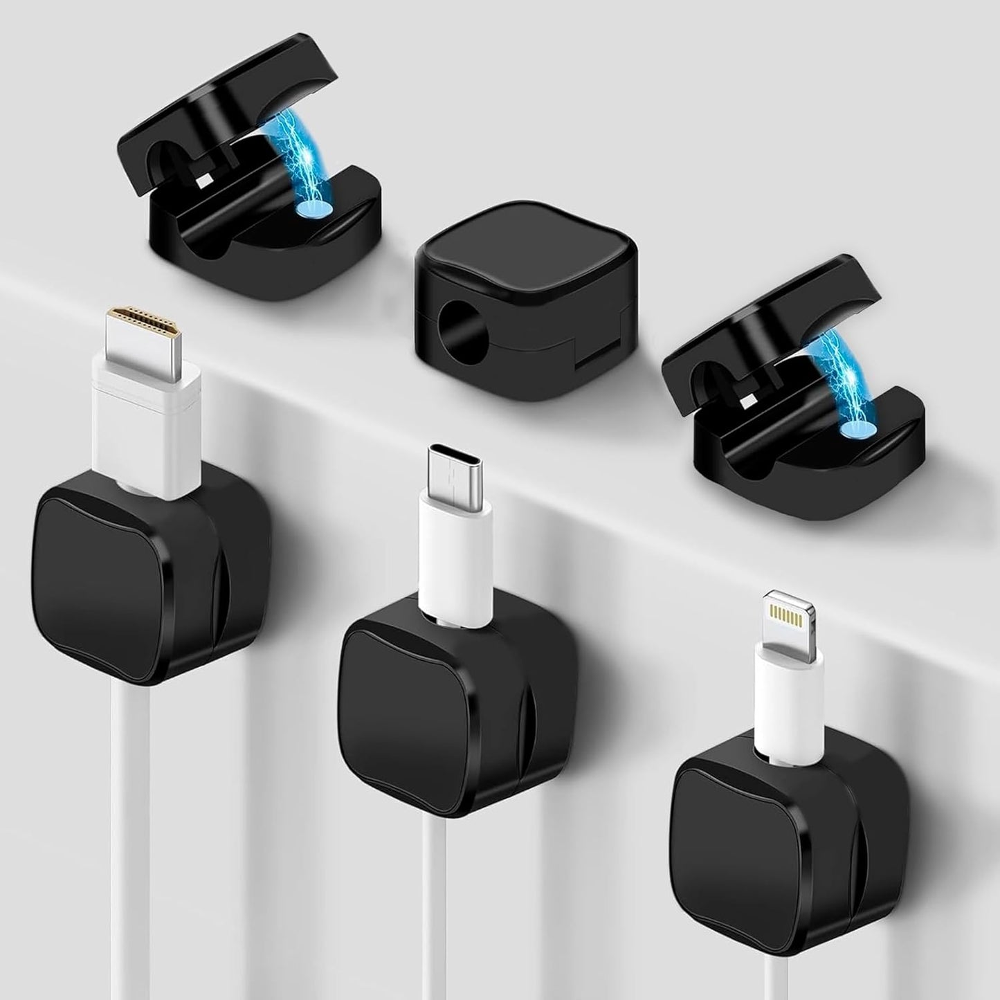 Grizzly Supply 8 Pack Magnetic Cable Clips: Desk Wire Organizer