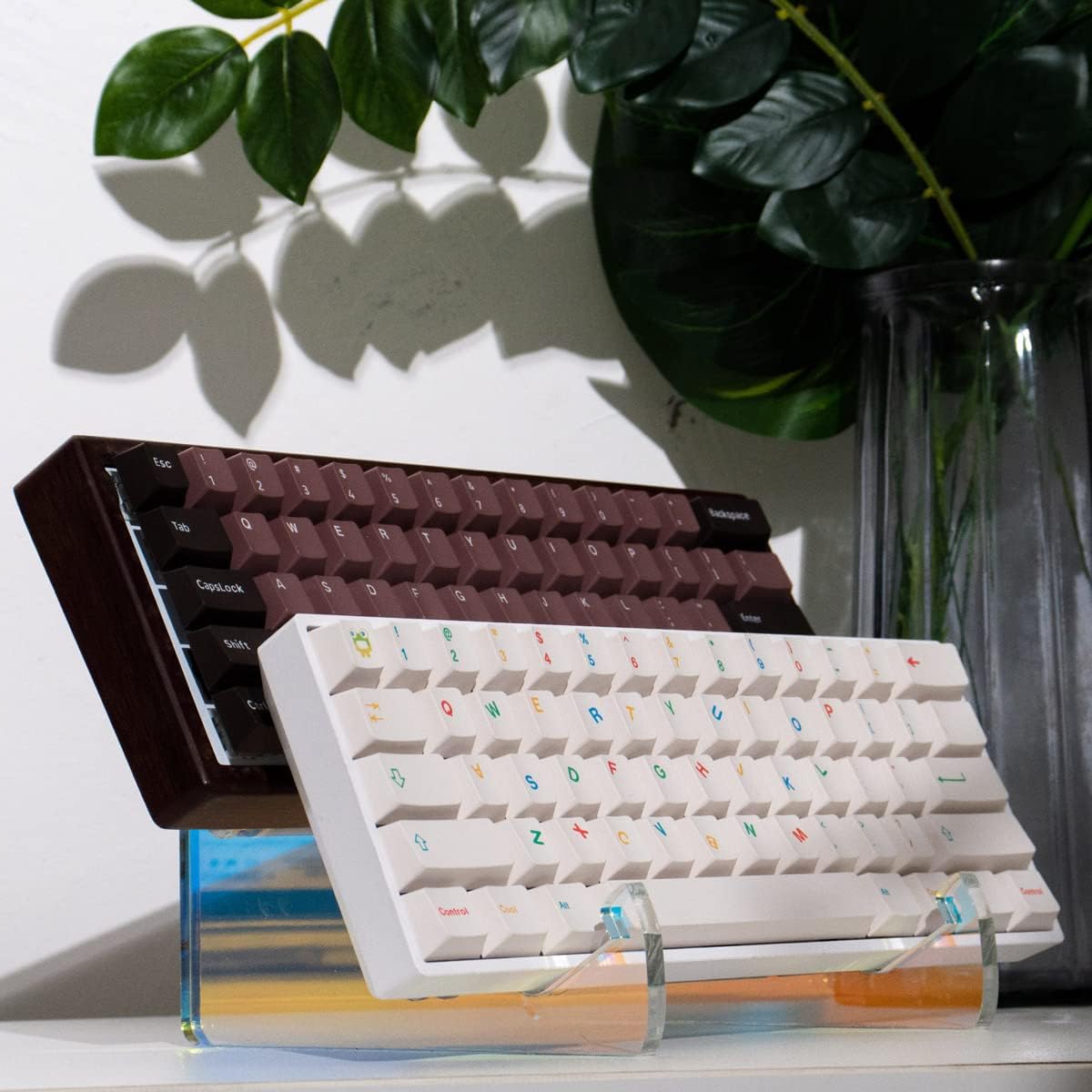 Colorful Acrylic Keyboard Stand - Space-saving Storage Solution!