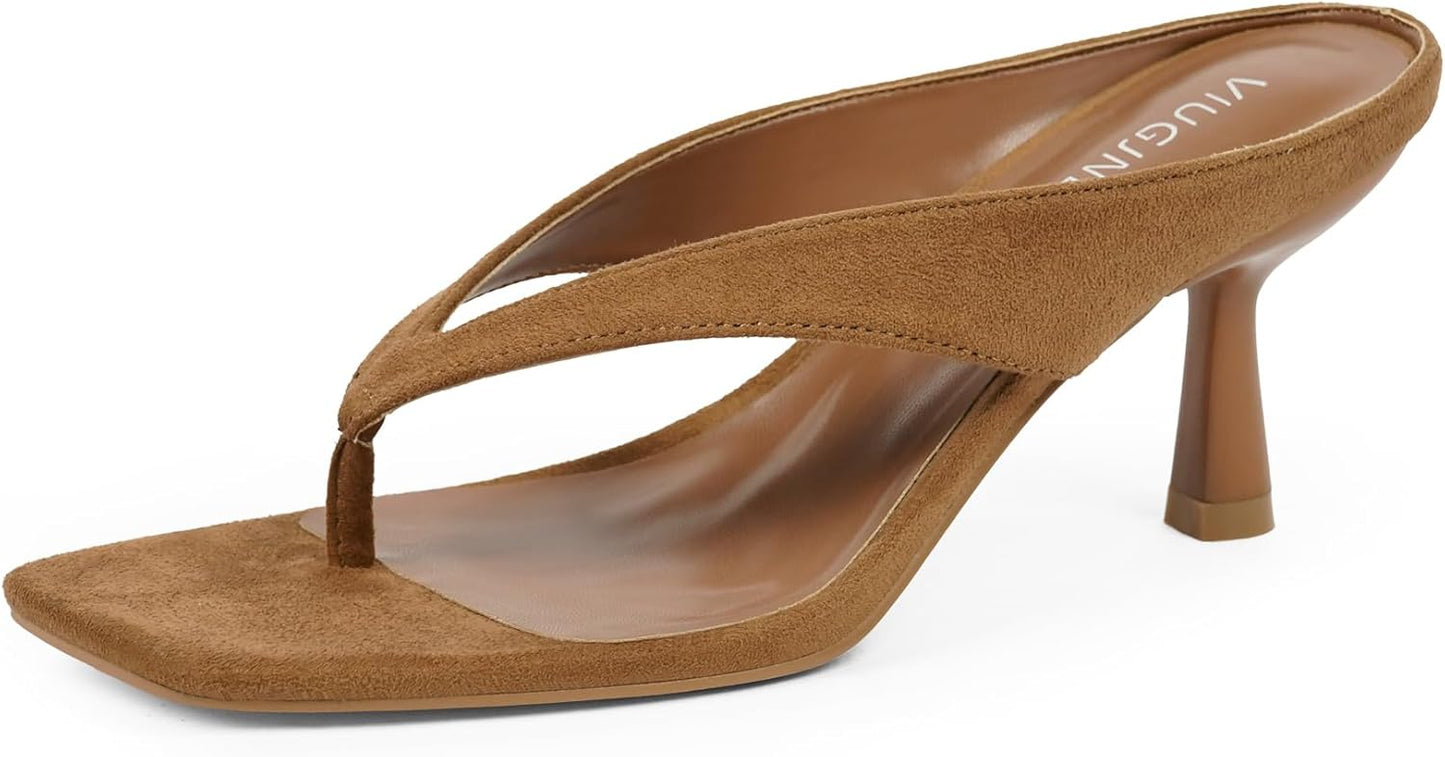 Womens Kitten Heels Flip Flops for Summer Fashion Parties