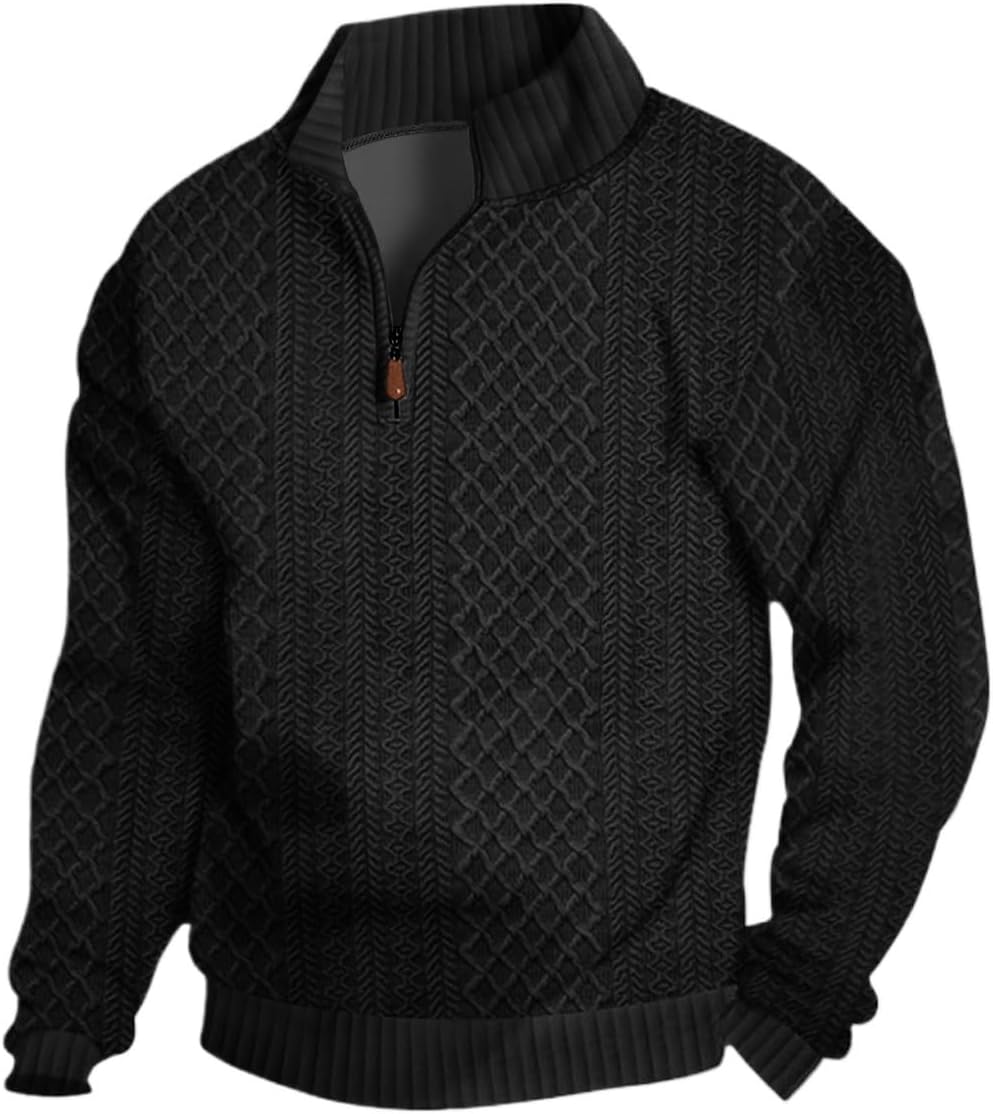 Men's Quarter Zip Sweatshirt Pullover for Casual Winter Wear