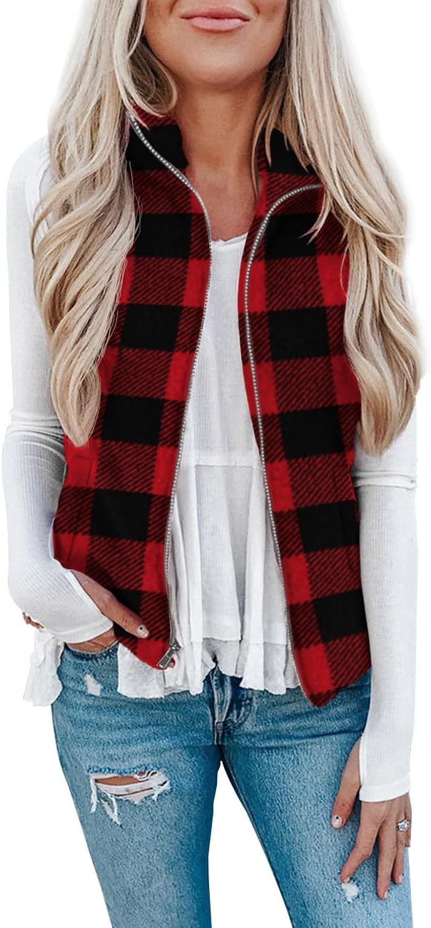 LOMON Womens Fuzzy Sherpa Fleece Jacket Cozy Sleeveless Vest
