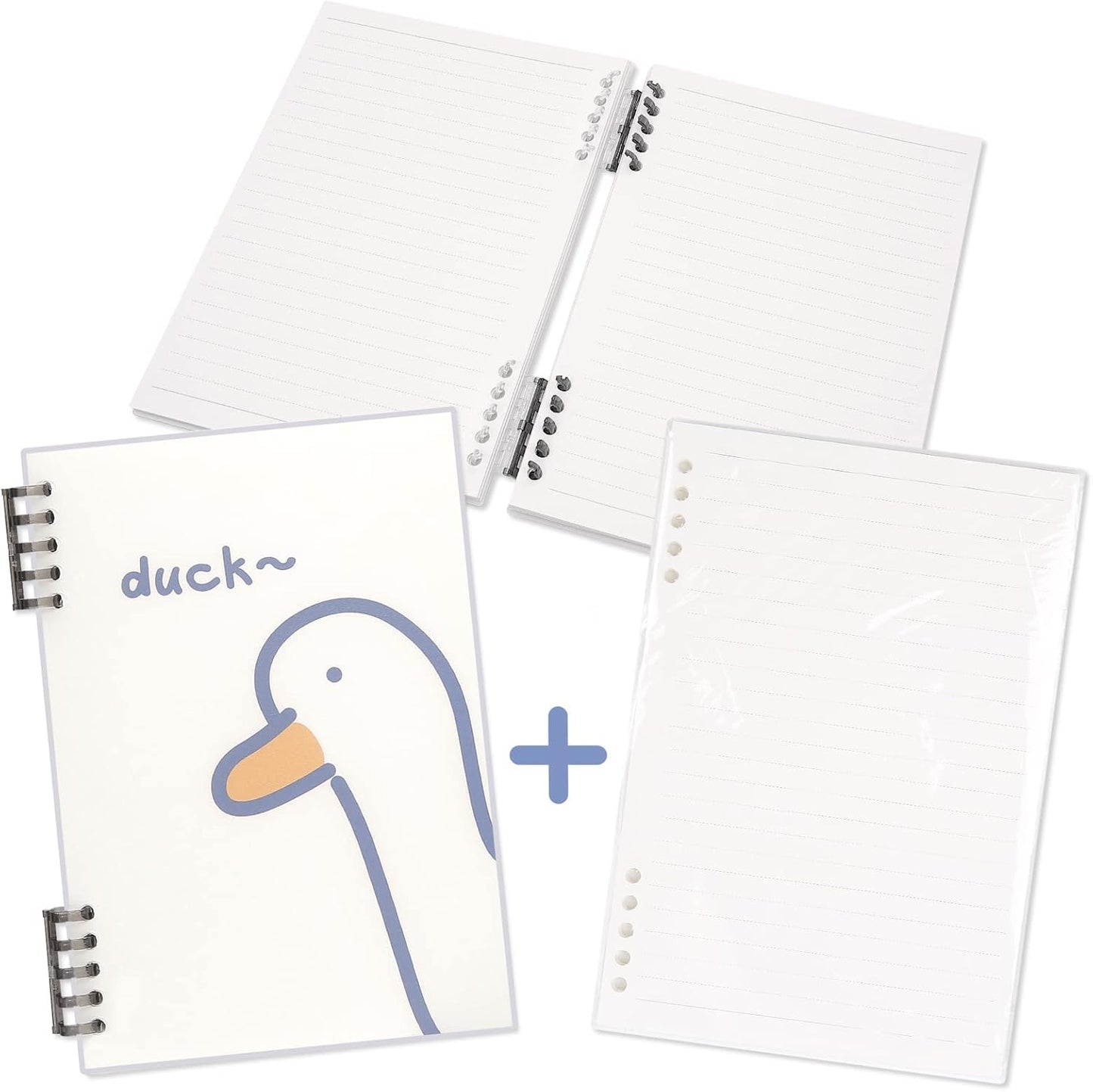 Refillable Spiral Notebook Set - 120 Sheets - College Ruled - Transparent Covers