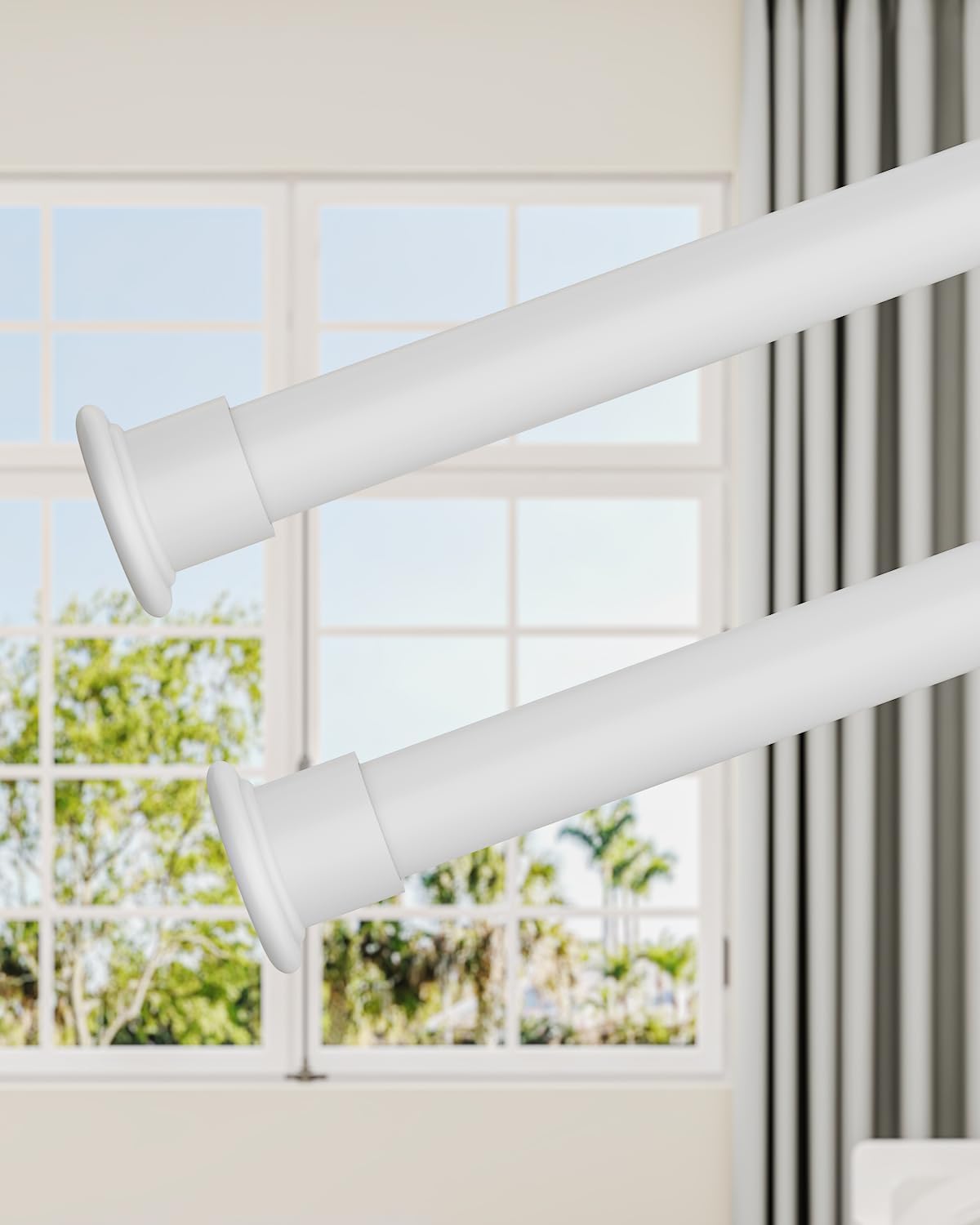 Heavy Duty Tension Curtain Rod for Windows, Adjustable 42-123 in