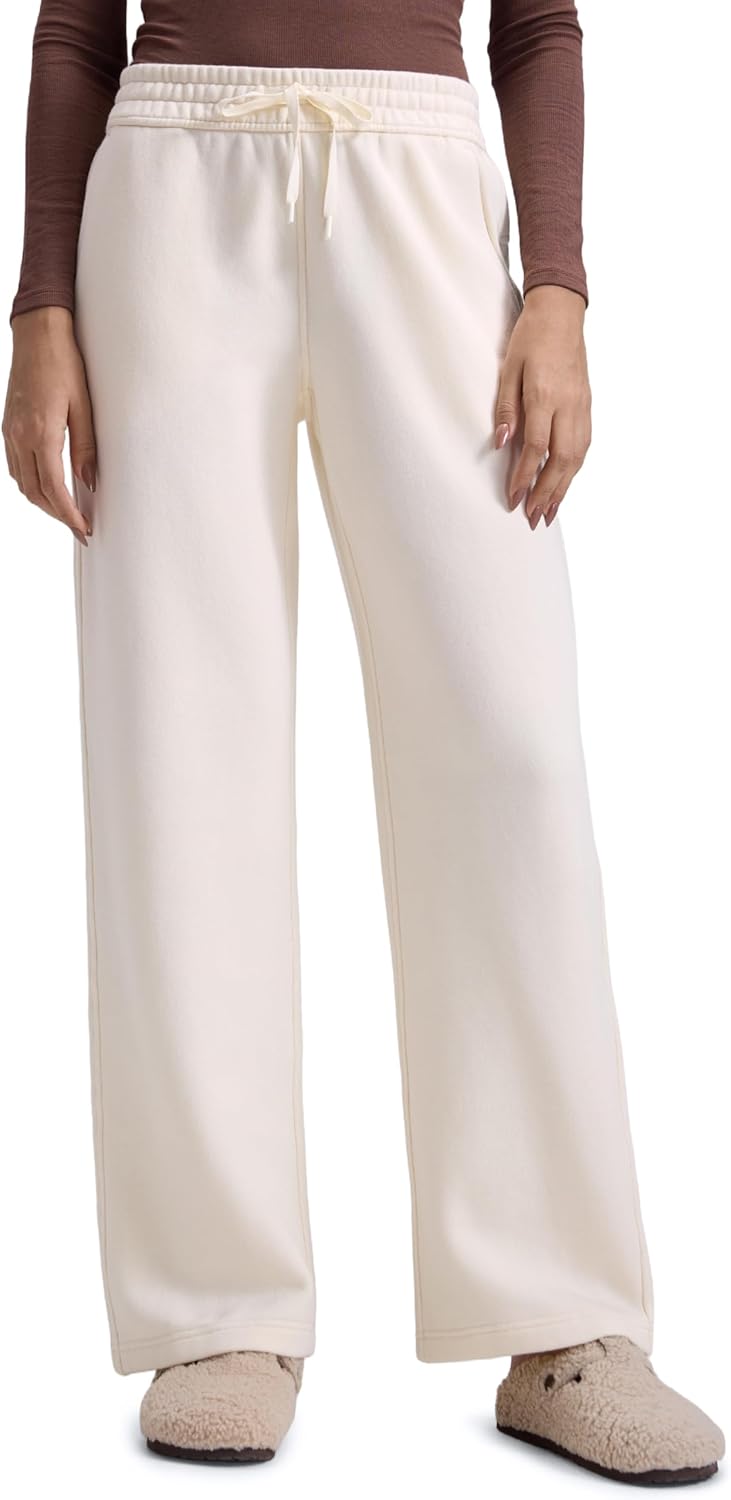 CRZ YOGA Cotton Fleece Lined Sweatpants for Women - Warm & Cozy