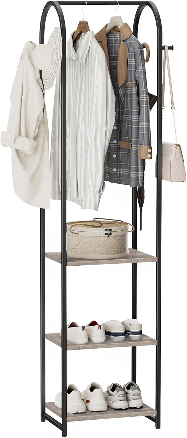 Garment Rack with Shelves and Hooks for Stylish Organization