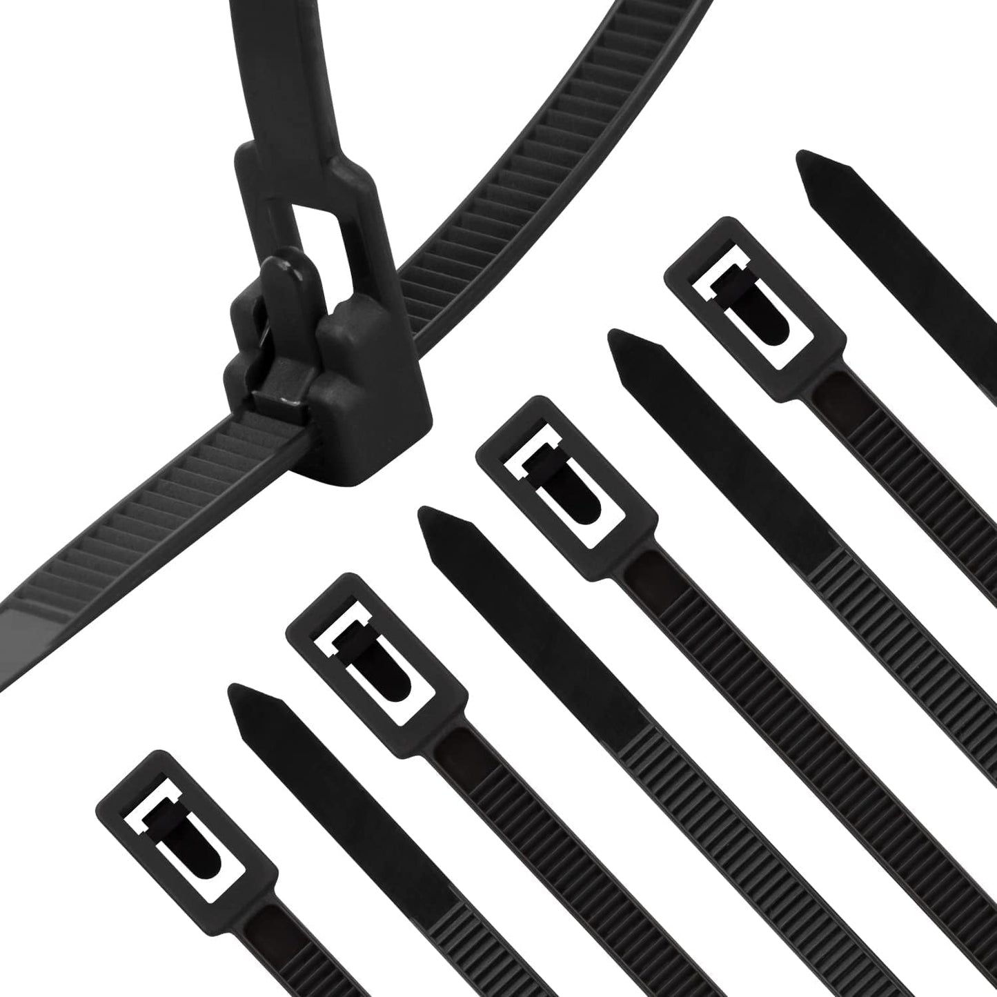XINGO 100PCS Releasable Cable Zip Ties - Adjustable & Reusable for Indoor/Outdoor Use