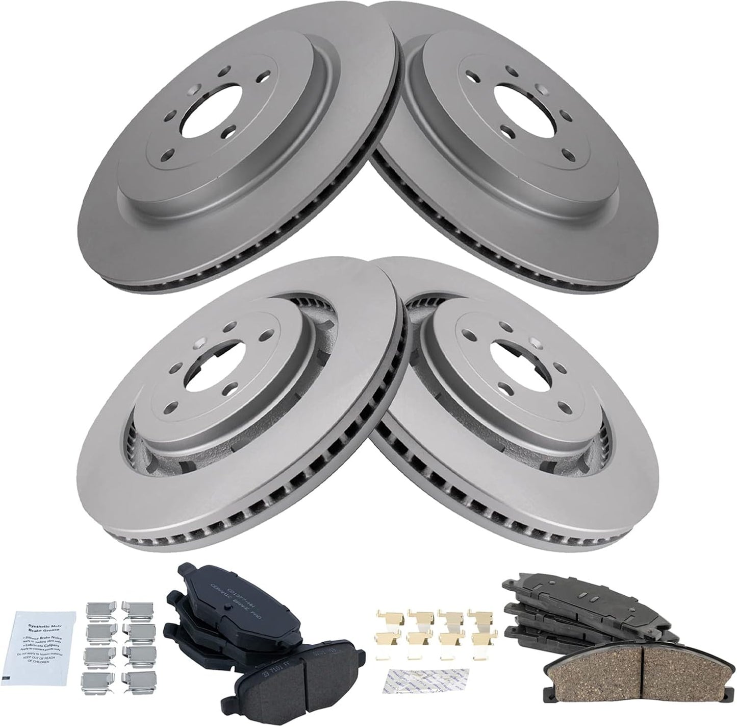TRQ Front and Rear Brake Pad & Rotor Kit for Ford Vehicles