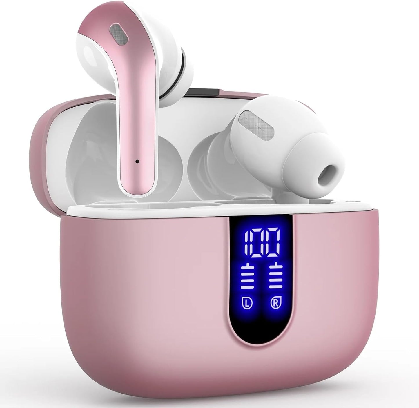 Wireless Earbuds: 60H Playback, LED Display, IPX5, Mic