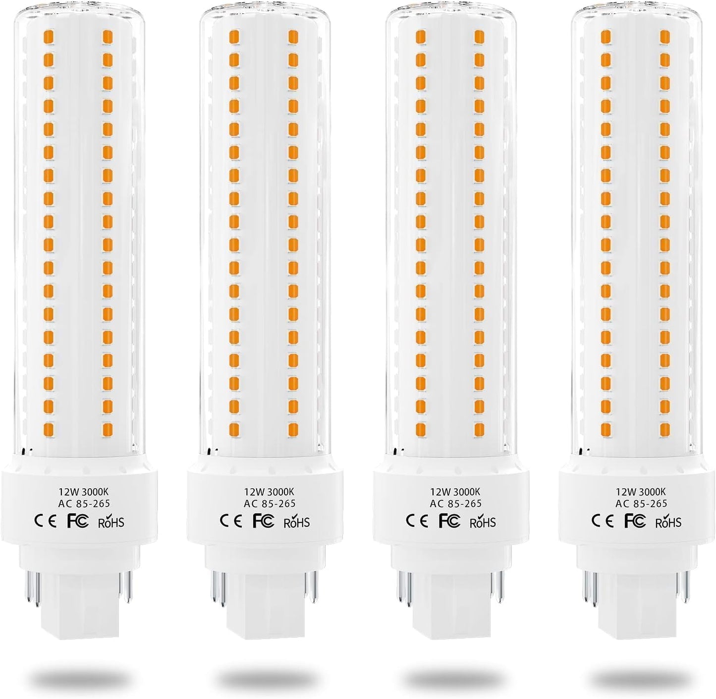 Gx24 4-Pin Base LED Bulb, 12W Warm White Light for Home