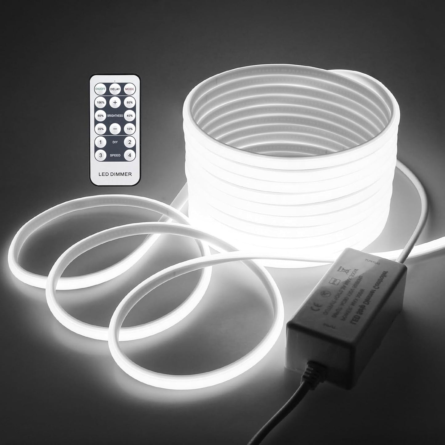 50ft Rope LED Lights for Bedroom - Dimmable COB Strip Light