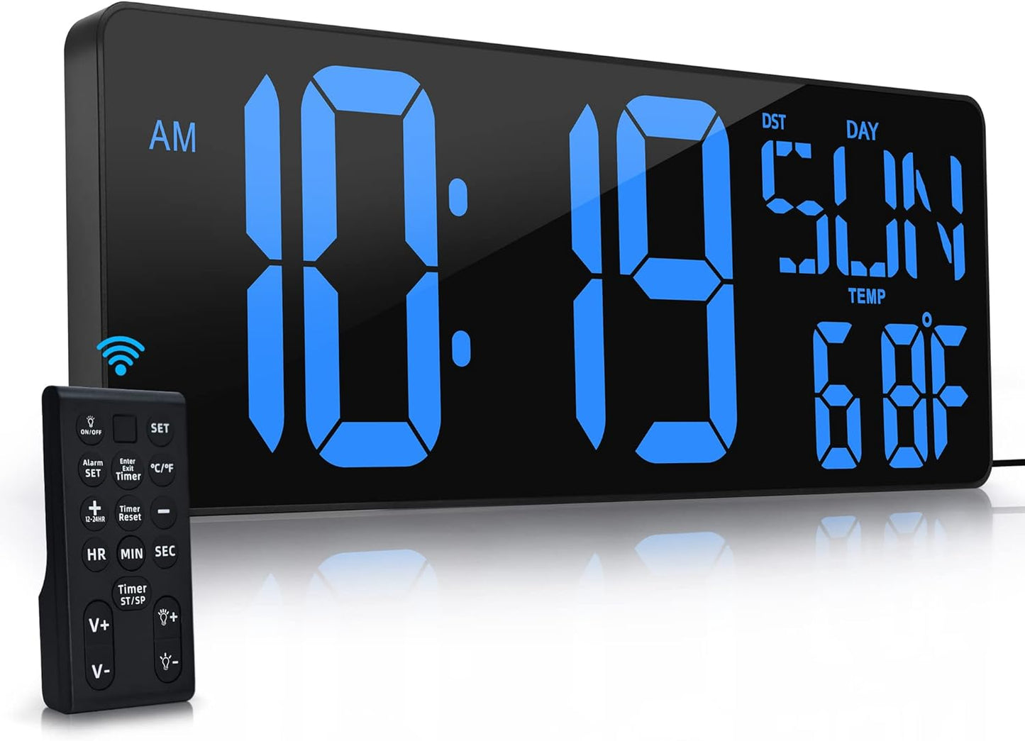 Large Digital Wall Clock with Remote Control for Easy Viewing
