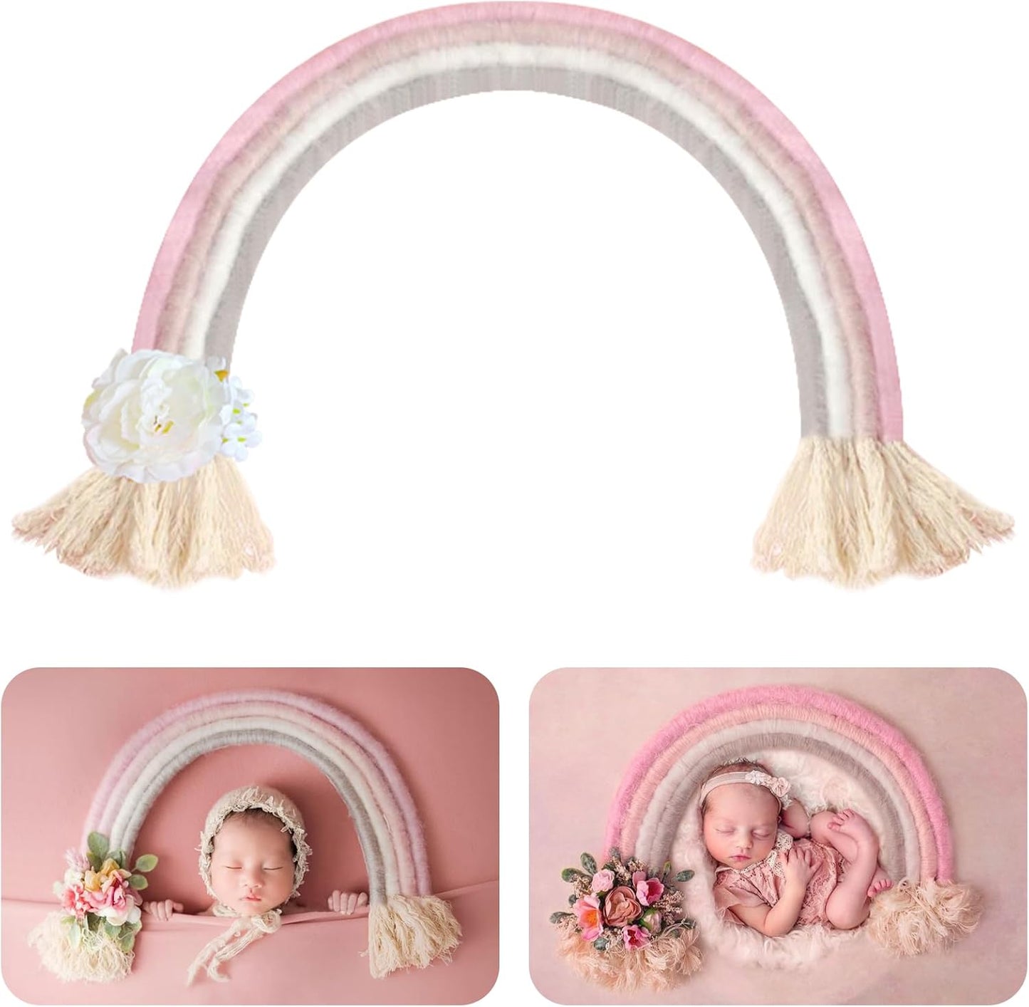 Newborn Photography Props Macrame Rainbow Decor for Baby Photos