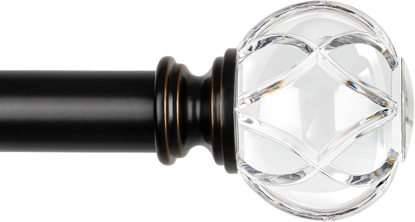 Transform Your Windows: KAMANINA 1 Inch Black Curtain Rod with Crystal Ends, 48-84, Elegant Design