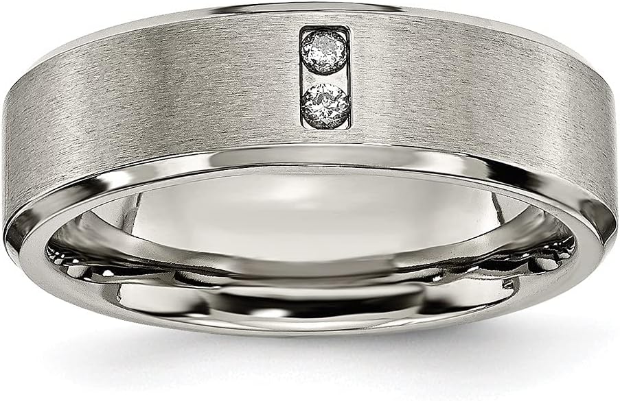 Titanium Satin 7mm Round Cut Diamond Engagement Wedding Band