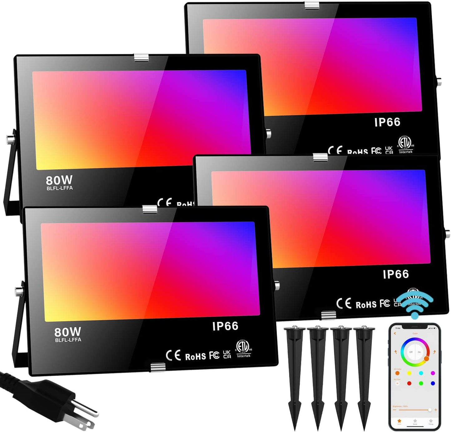 LED Flood Light Outdoor 800W Equivalent Smart Color Changing