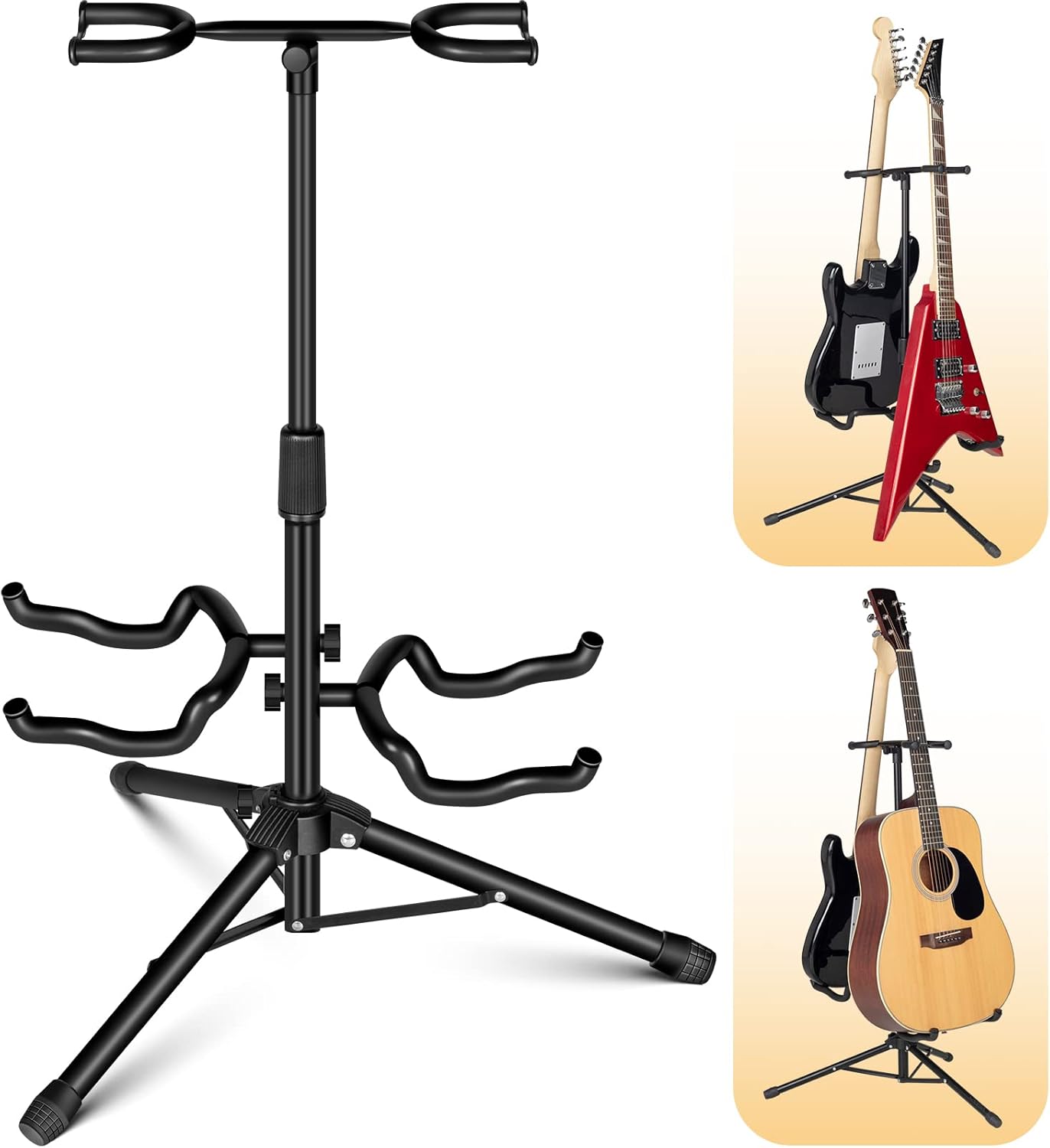 CAHAYA Double Guitar Stand: Holds 2 Guitars Together