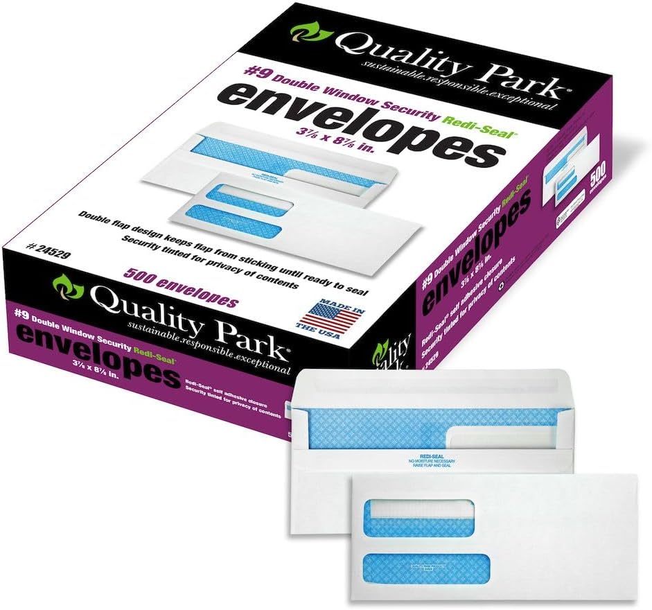 Quality Park Redi-Seal Double-Window Security Envelopes #9