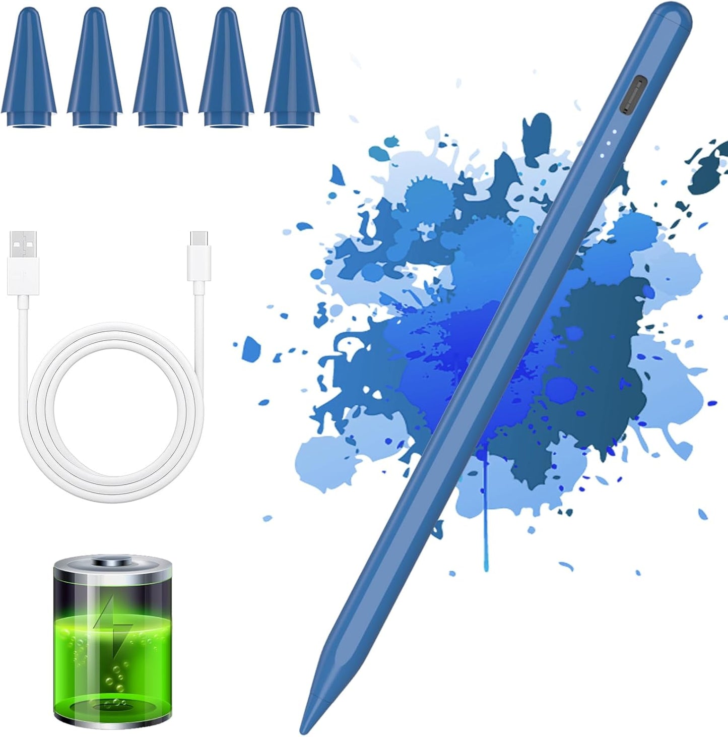 iPad Stylus for Precise Writing, Palm Rejection & Tilt Sensitive (Blue)