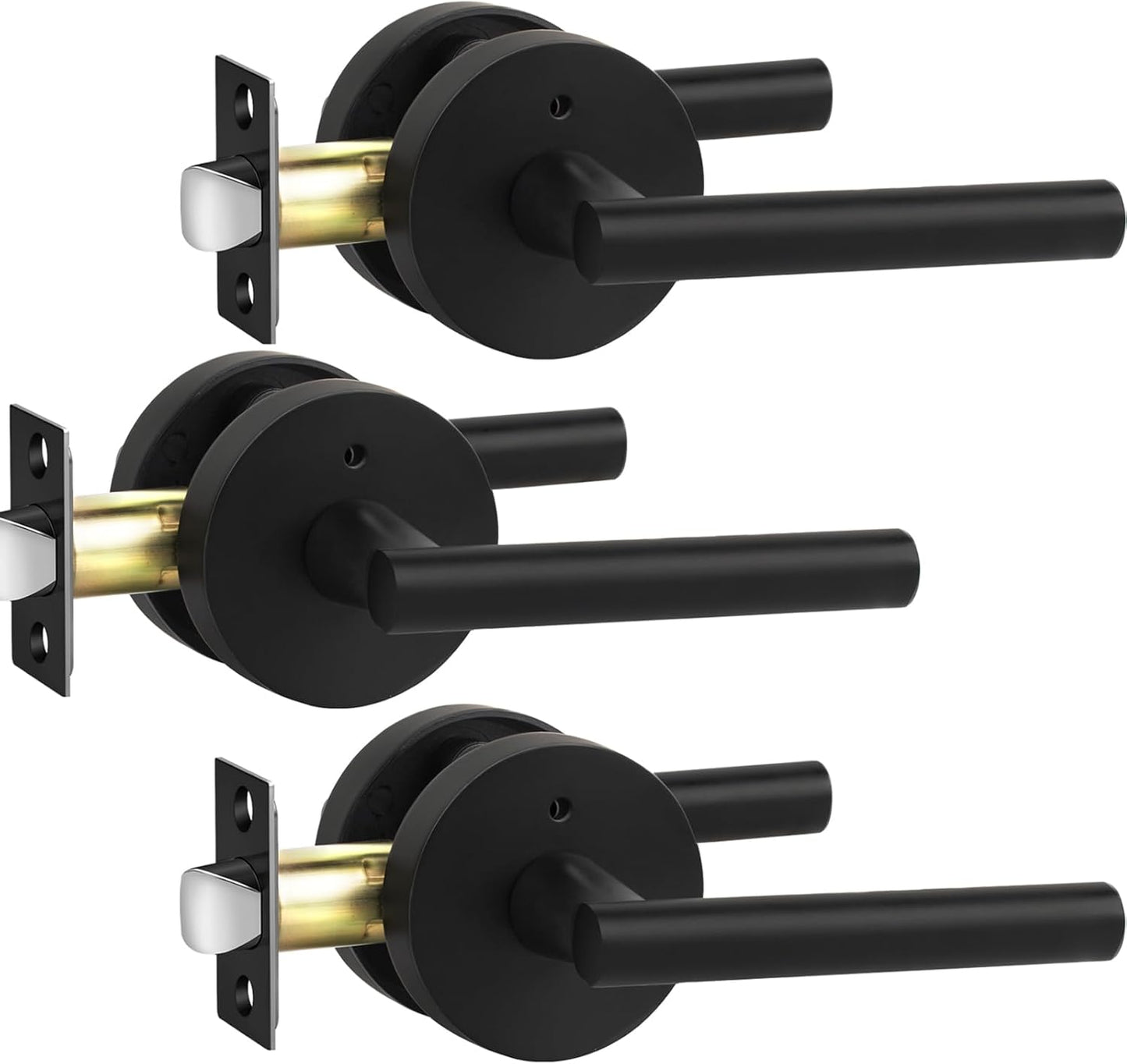 Goldenwarm 3 Pack Black Door Handle for Privacy and Style