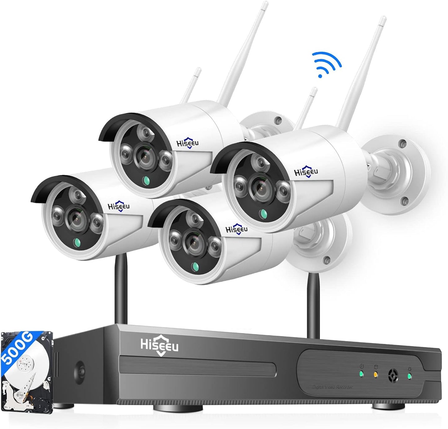 Hiseeu 5MP Wireless Security Camera System with 500GB HDD