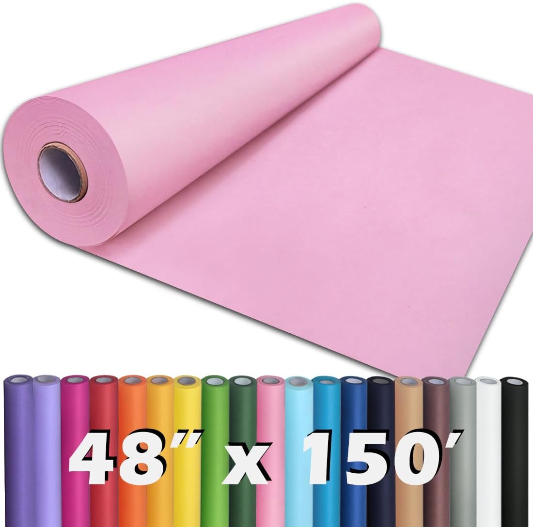 PerkHomy Light Pink Kraft Paper Roll for Gift Wrapping and Crafts