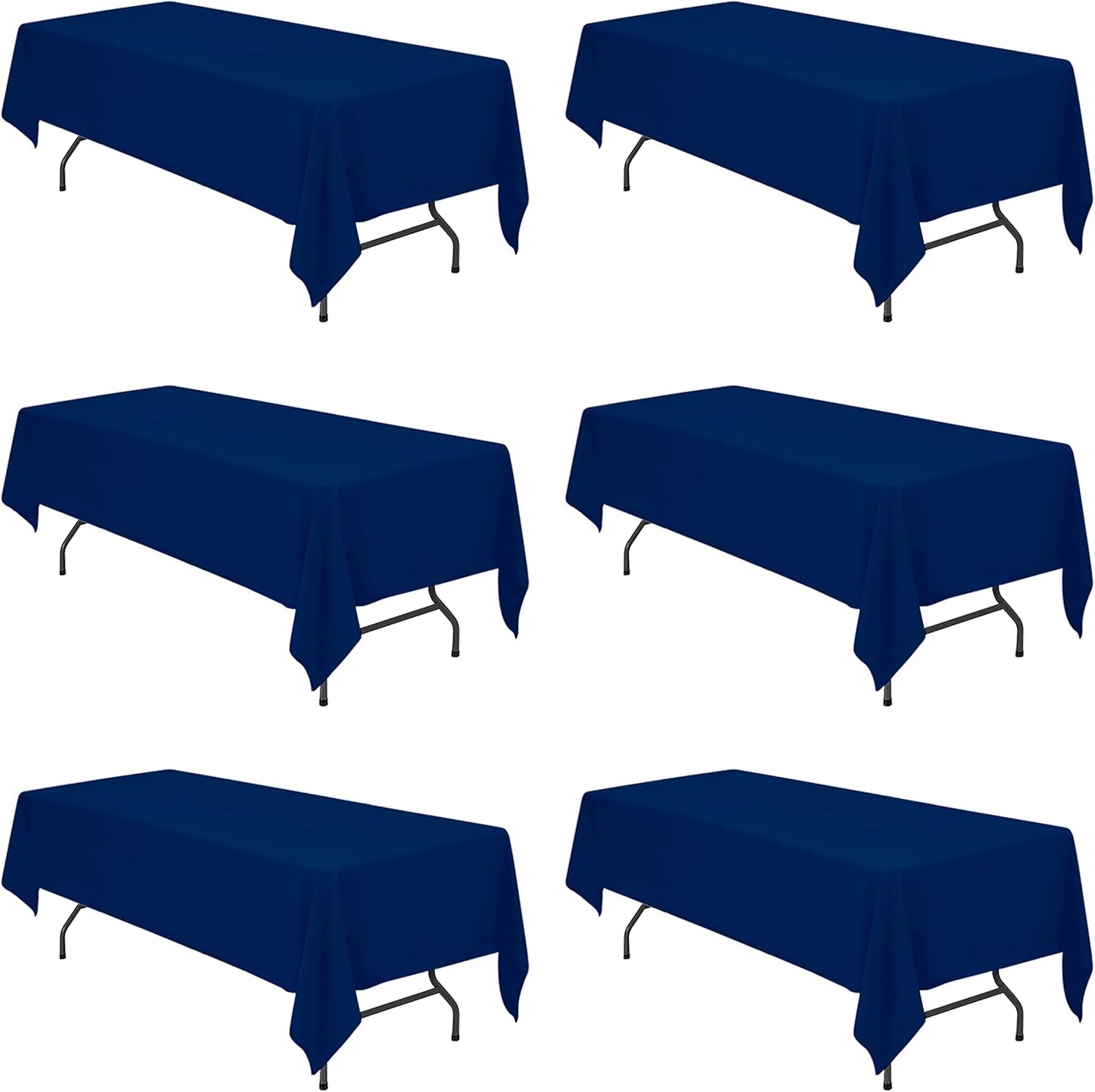 Premium 6 Pack Navy Blue Tablecloths for 8 Foot Tables