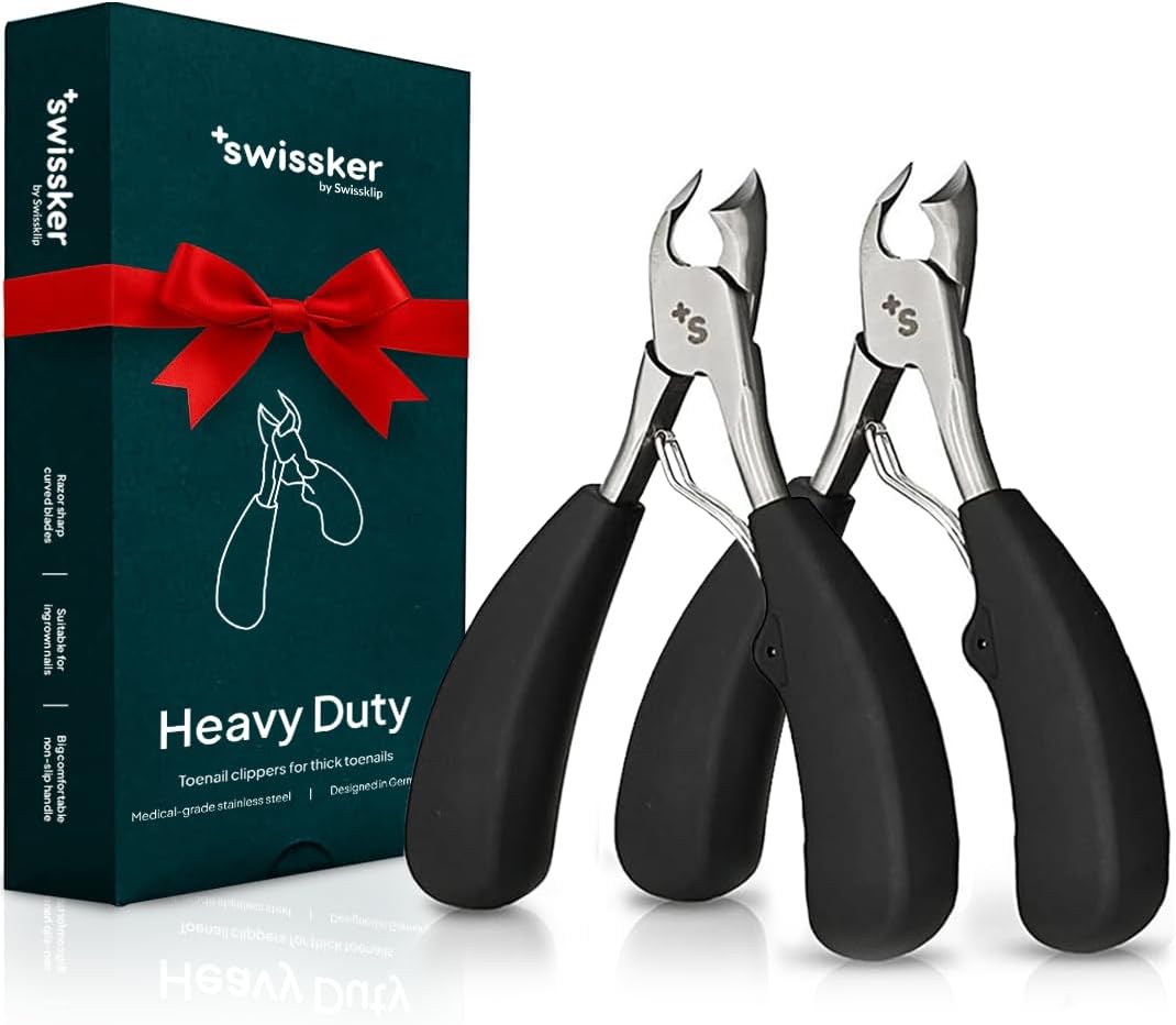 Swissklip Heavy Duty Toenail Clippers for Thick Nails - Pack of 2