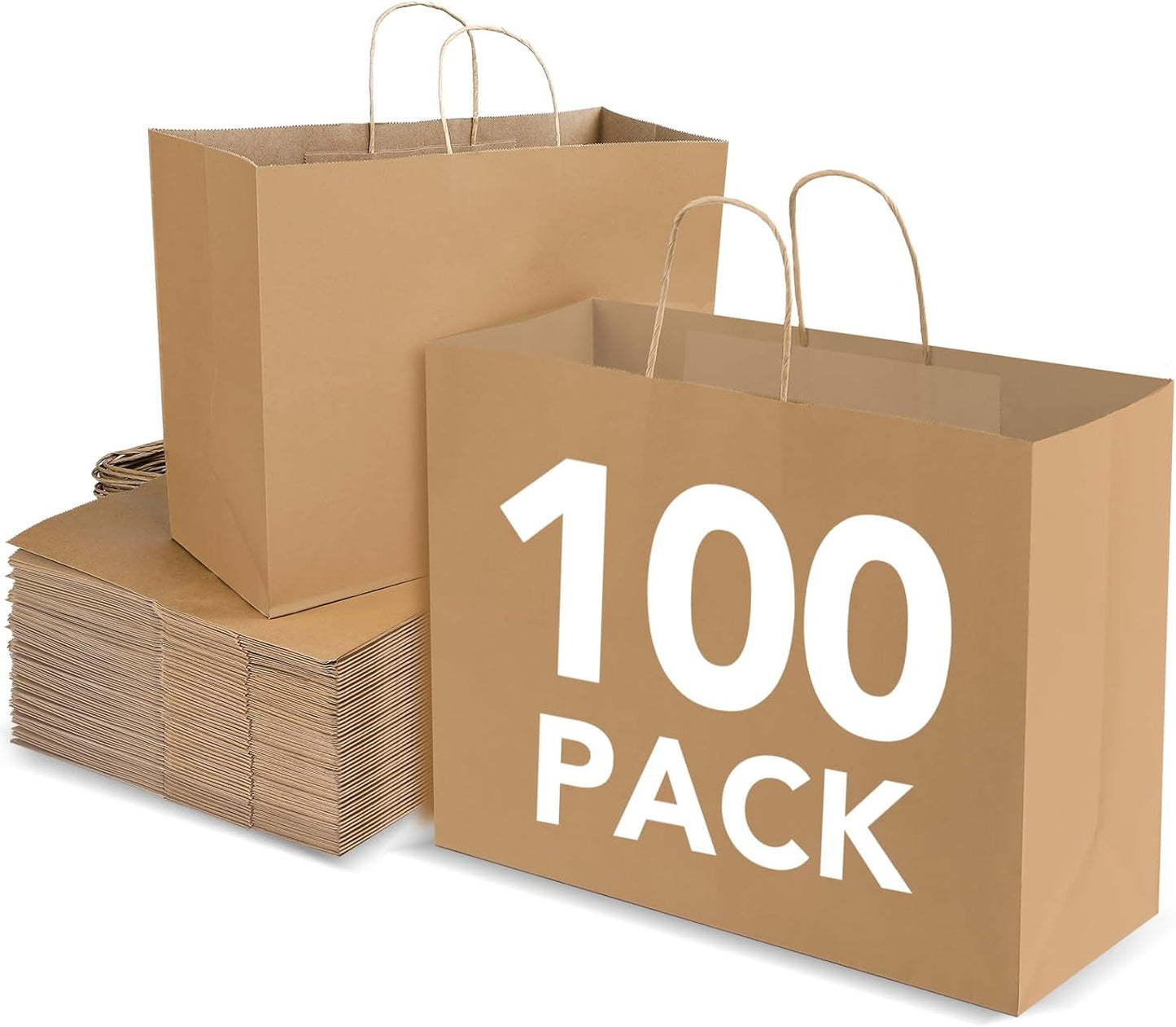 Large Kraft Paper Bags with Handles for Gift and Retail Use
