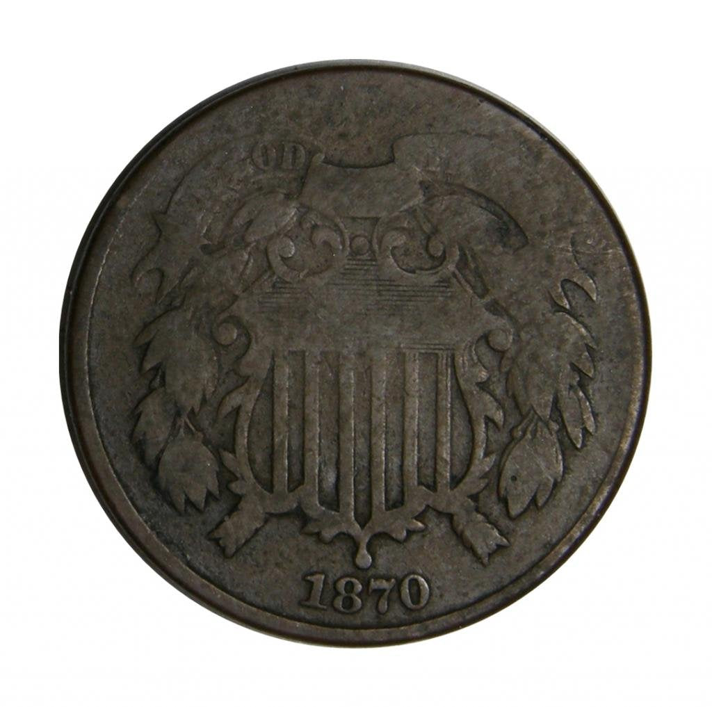 1870 Two Cent Piece Circulated Civil War Era Coin for Collectors