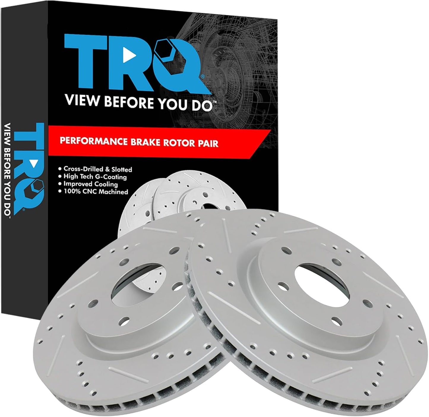 TRQ Front Performance Brake Rotors Set for Nissan Rogue & Sentra