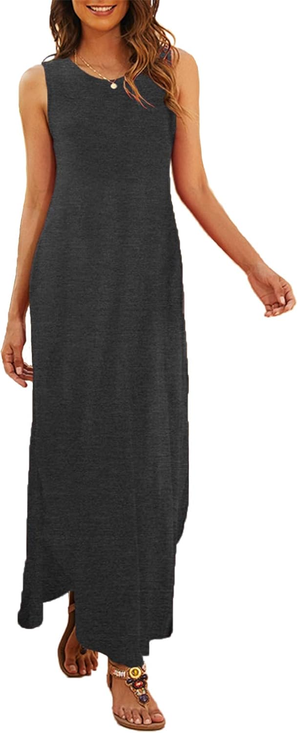 Hount Women's Casual Summer Sleeveless Maxi Dress with Pockets
