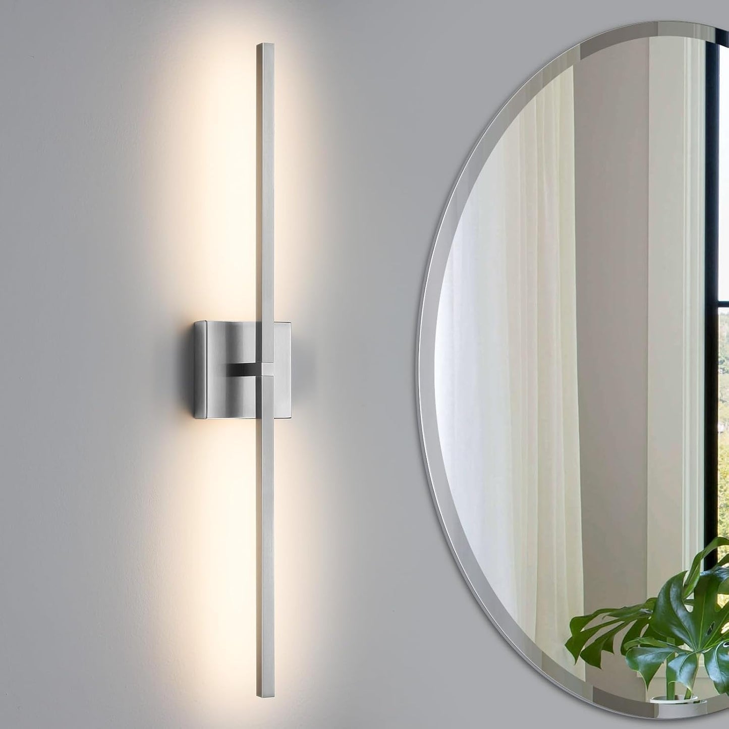 Dimmable Brushed Nickel Bathroom Vanity Light Fixtures for Mirrors